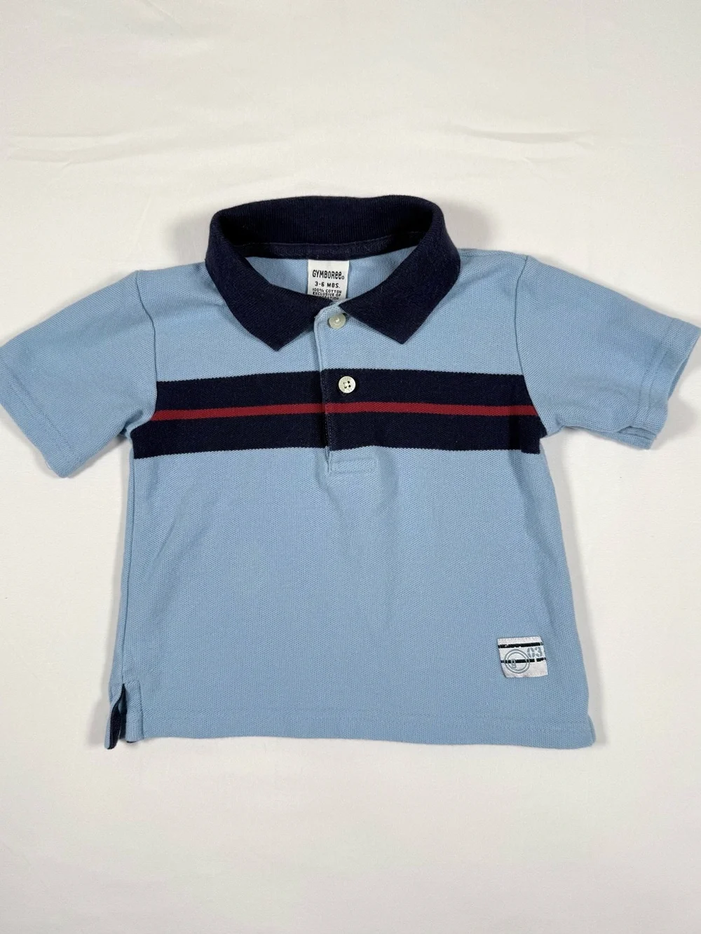 VINTAGE GYMBOREE Boys Polo Shirt 3-6m 2002 Y2K Preppy Striped Classic Nautical